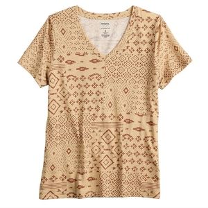 New Women's Sonoma Goods for Life Everyday short sleeve tee Size 2x tan geo